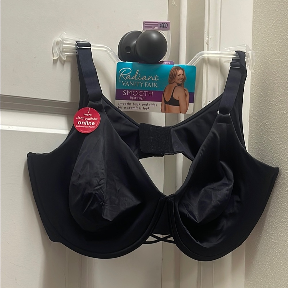Vanity Fair Black Full-Coverage Bra with Wide Straps